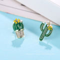 Shangjie OEM 925 Silver Needle Cactus Pendientes Cactus Pendientes Hoops Zircón 2021 Pendientes de tendencia